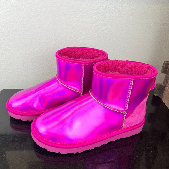 UGG Australia Classic Mini Boots Women's Holographic Hot Pink Size 5 - Picture 9 of 14